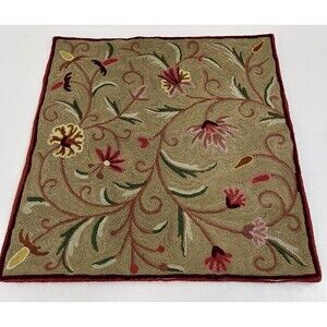 Kashmir Pillow Cushion Cover Wool 18” square Techmaldar Chain Stitch